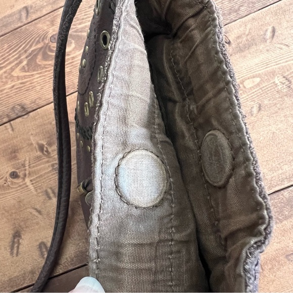 Fossil Small Brown Leather Crossbody Embellished Studded Purse Boho Festival Bag - Picture 9 of 15